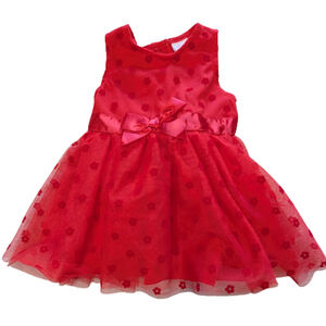 Little Lass Red Tulle Party Dress 3–6M | Holiday Baby Dress | Bow Detail